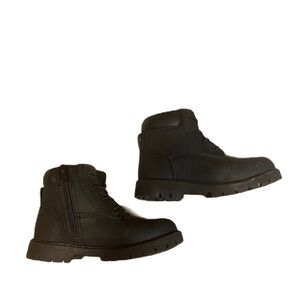 Black Boots Sz 11 Kids Boys Zip Side Work Ankle Jumping Beans